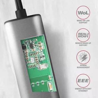 AXAGON ADE-25RC USB-C 3.2 Gen 1 - 2.5 Gigabit Ethernet síťová karta, Realtek 8156, auto install, šedá AXAGON ADE-25RC USB-C 3.2 Gen 1 - 2.5 Gigabit Ethernet síťová karta, Realtek 8156, auto install, šedá