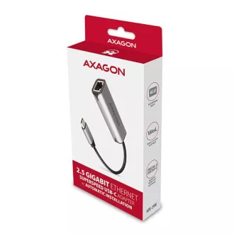 AXAGON ADE-25RC USB-C 3.2 Gen 1 - 2.5 Gigabit Ethernet síťová karta, Realtek 8156, auto install, šedá AXAGON ADE-25RC USB-C 3.2 Gen 1 - 2.5 Gigabit Ethernet síťová karta, Realtek 8156, auto install, šedá