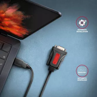 AXAGON ADS-1PSN, USB-A 2.0 - sériový RS-232 DB9-M Prolific adaptér / kabel 1.5m