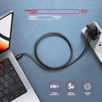 AXAGON BUCM4X-CM10AB NewGEN+ kabel USB-C <-> USB-C, 1m, USB4 Gen 3×2, PD 240W 5A, 8K HD, ALU, oplet, černý