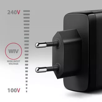 AXAGON ACU-DPQ100, GaN nabíječka do sítě 100W, 3x port (USB-A + dual USB-C), PD3.0/PPS/QC4+/Apple, černá