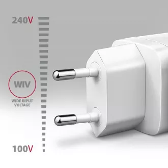 AXAGON ACU-DPQ65W, GaN nabíječka do sítě 65W, 3x port (USB-A + dual USB-C), PD3.0/QC4+/PPS/Apple, bílá