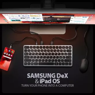 AXAGON HMC-KB-CS, USB 5Gbps hub s CZ/SK klávesnicí, HDMI 4K/60Hz, 3x USB-A, SD/mSD, audio, PD 100W, kabel USB-C 60cm