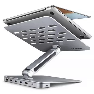 AXAGON HMC-STND, stojan pro 10"-17" notebooky, USB 5Gbps hub, 3x USB-A, HDMI 4k/60Hz, RJ-45, PD 100W, kabel USB-C 60cm