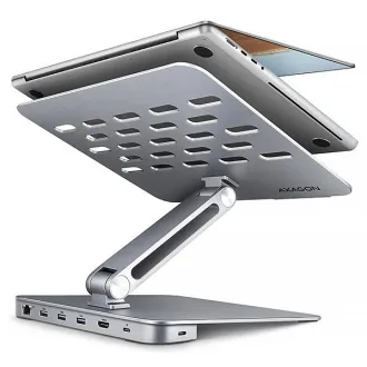 AXAGON HMC-STND, stojan pro 10"-17" notebooky, USB 5Gbps hub, 3x USB-A, HDMI 4k/60Hz, RJ-45, PD 100W, kabel USB-C 60cm - Použité