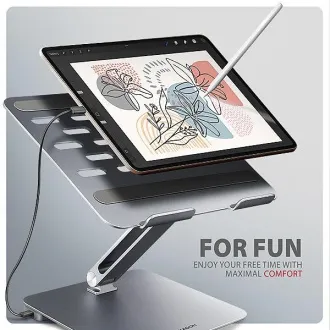 AXAGON HMC-STND, stojan pro 10"-17" notebooky, USB 5Gbps hub, 3x USB-A, HDMI 4k/60Hz, RJ-45, PD 100W, kabel USB-C 60cm - Použité