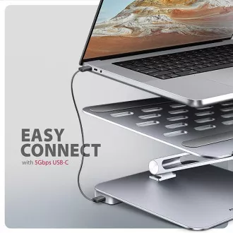 AXAGON HMC-STND, stojan pro 10"-17" notebooky, USB 5Gbps hub, 3x USB-A, HDMI 4k/60Hz, RJ-45, PD 100W, kabel USB-C 60cm