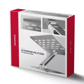 AXAGON STND-LQ hliníkový HQ stojan na notebook 10"-17.3" nastavitelná výška a úhel, šedý