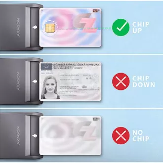 AXAGON CRE-SM3T, USB-A FlatReader čtečka kontaktních karet Smart card (eObčanka), kabel 1.3m