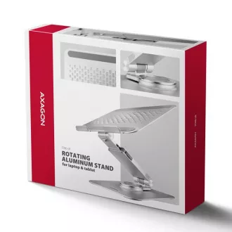 AXAGON STND-LR hliníkový stojan na notebook 10"-17.3" nastavitelná výška a úhel, otočný, šedý