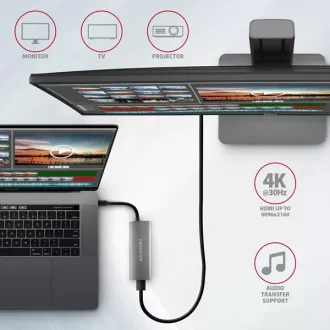 AXAGON HMC-5G21, USB 10Gb/s hub, porty 2x USB-A, 2x USB-C, HDMI 4k/30, PD 60W, kabel USB-C 13cm