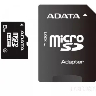ADATA MicroSDHC karta 8GB Class 4 + SD adaptér ADATA MicroSDHC karta 8GB Class 4 + SD adaptér