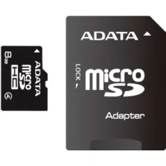 ADATA MicroSDHC karta 8GB Class 4 + SD adaptér ADATA MicroSDHC karta 8GB Class 4 + SD adaptér