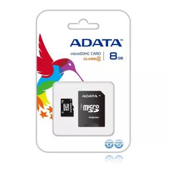ADATA MicroSDHC karta 8GB Class 4 + SD adaptér ADATA MicroSDHC karta 8GB Class 4 + SD adaptér