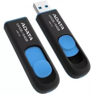 ADATA Flash Disk 64GB UV128, USB 3.1 Dash Drive (R:90/W:40 MB/s) černá/modrá