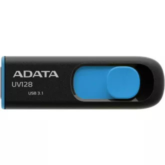 ADATA Flash Disk 64GB UV128, USB 3.1 Dash Drive (R:90/W:40 MB/s) černá/modrá