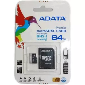 ADATA MicroSDXC karta 64GB Premier UHS-I Class 10 + SD adaptér ADATA MicroSDXC karta 64GB Premier UHS-I Class 10 + SD adaptér