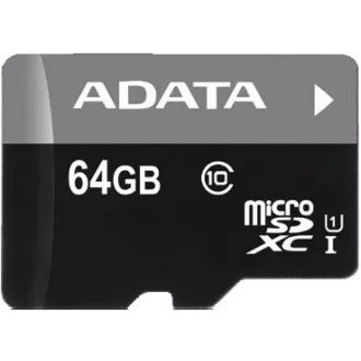 ADATA MicroSDXC karta 64GB Premier UHS-I Class 10 + SD adaptér ADATA MicroSDXC karta 64GB Premier UHS-I Class 10 + SD adaptér