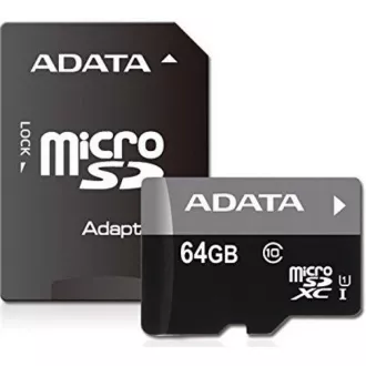 ADATA MicroSDXC karta 64GB Premier UHS-I Class 10 + SD adaptér ADATA MicroSDXC karta 64GB Premier UHS-I Class 10 + SD adaptér