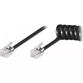 Telefonní šňůra kroucená - 2xRJ10 4p4c, 4m, černá