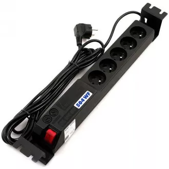 19" rozvodný panel ACAR 5x230V, vypínač, indikátor napětí, přepěťová ochrana, kabel 3m 19" rozvodný panel ACAR 5x230V, vypínač, indikátor napětí, přepěťová ochrana, kabel 3m