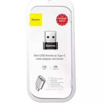 Baseus adaptér USB samec na USB-C samice 3A, OTG, černá