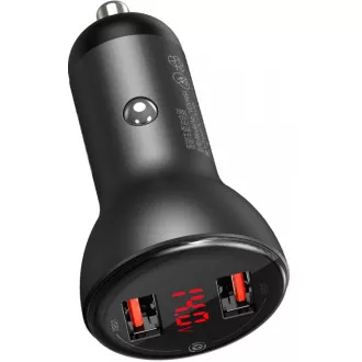 Baseus duální USB adaptér do automobilu s displejem 4, 8A 24W, šedá