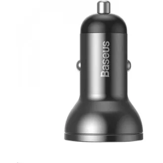 Baseus duální USB adaptér do automobilu s displejem 4, 8A 24W, šedá