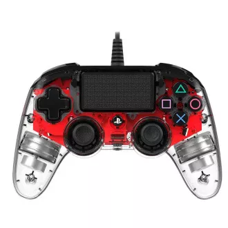 Nacon Wired Compact Controller - ovladač pro PlayStation 4 - průhledný červený