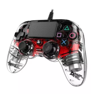 Nacon Wired Compact Controller - ovladač pro PlayStation 4 - průhledný červený