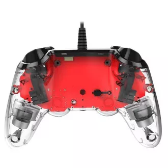 Nacon Wired Compact Controller - ovladač pro PlayStation 4 - průhledný červený