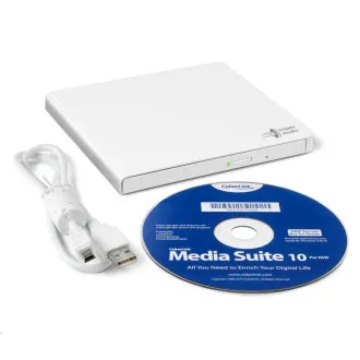 HITACHI LG - externí mechanika DVD-W/CD-RW/DVD±R/±RW/RAM GP57EW40, Slim, White, box+SW - Použité