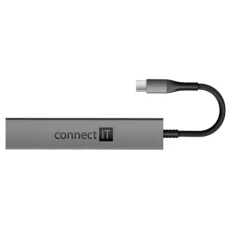 CONNECT IT USB-C hub, 2x USB-A, 1x USB-C, 1x SD karta, 1x MicroSD karta, šedá