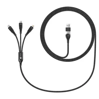 CONNECT IT Nabíjecí kabel Wirez 6v1, USB-C/USB, Lightning + 2x USB-C, 1.25m, černá