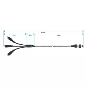 CONNECT IT Nabíjecí kabel Wirez 6v1, USB-C/USB, Lightning + 2x USB-C, 1.25m, černá