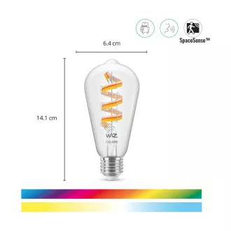 PHILIPS WiZ Wi-Fi BLE ST64 E27 6, 3 W - barevná žárovka, nastavitelná teplota, stmívatelná