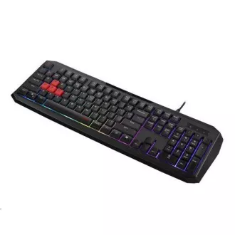 ACER Nitro Gaming Keyboard 100, Membrane Switch, 26 Anti-ghosting kláves, životnost 3 mil. stisků, 7 zón RGB podsvíc