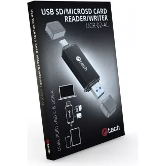C-TECH čtečka karet UCR-02-AL, USB 3.0 TYPE A/ TYPE C, SD/micro SD