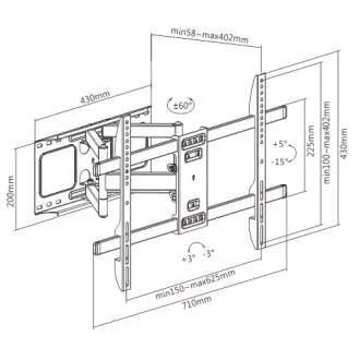 GEMBIRD Držák TV WM-80ST-02, 37"-80" (60kg), otočný a náklopný
