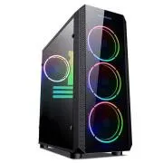 VeinX case Mars MAR01A Mid Tower, bez zdroje, 3xUSB, průhledná bočnice, 4xARGB Fan 120mm, černá - Rozbalené