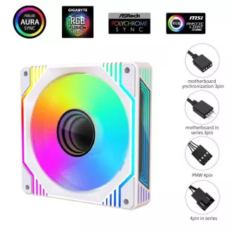 1stCOOL Ventilátor AURA EVO Mirror ARGB PWM, 120mm, bílá 1stCOOL Ventilátor AURA EVO Mirror ARGB PWM, 120mm, bílá