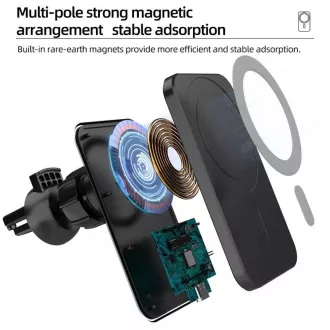 1stCOOL bezdrátová QI nabíječka 15W, magnetická, do auta, MagSafe kompatibilní, bílá