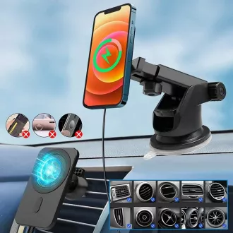 1stCOOL bezdrátová QI nabíječka 15W, magnetická, do auta, MagSafe kompatibilní, bílá