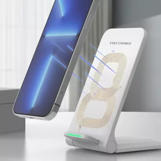 1stCOOL bezdrátová QI nabíječka H18, skládací stojánek, USB-C, bílá
