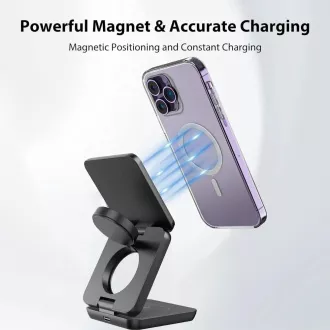 1stCOOL bezdrátová skládací QI nabíječka 3v1, MagSafe, USB-C, bílá