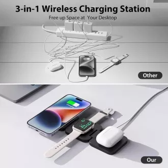 1stCOOL bezdrátová skládací QI nabíječka 3v1, MagSafe, USB-C, bílá