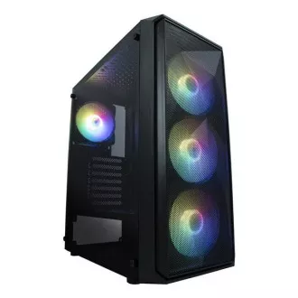 VeinX case ME19A Mid Tower, bez zdroje, 1x USB3.0, 1x USB2.0, 4x 120mm ARGB Fan, 1x ARGB Controller, černá