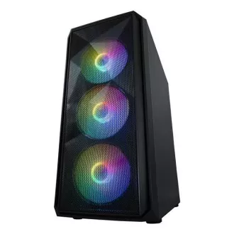 VeinX case ME19A Mid Tower, bez zdroje, 1x USB3.0, 1x USB2.0, 4x 120mm ARGB Fan, 1x ARGB Controller, černá