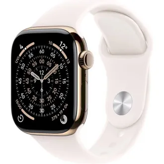 Apple Watch Series 11 GPS + Cellular 42mm Gold Titanium Case with Light Blush Sport Band - S/M Apple Watch Series 11 GPS + Cellular 42mm Gold Titanium Case with Light Blush Sport Band - S/M