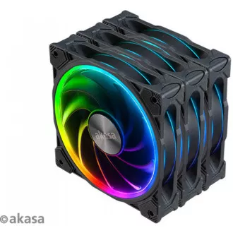 AKASA ventilátor SOHO AR, 12cm ARGB PWM fan 3pcs bundle + FLEXA FP5H AK-CBFA08-30BK + ARGB LED splitter AK-CBLD07-50BK